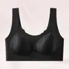 Sujetador Inalámbrico Push-Up de Encaje Satinado Estilo Francés para Mujer, Lencería de Tirantes Anchos Estilo Tanque Anticaída