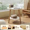 Mesa auxiliar mini moderna minimalista para uso doméstico, mesa lateral simple popular para sala de estar, balcón, mirador o lado del sofá, mesa redonda pequeña