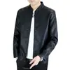 Chaqueta de Cuero con Cuello Alto Nueva para Hombre Primavera y Otoño, Corte Slim Fit Estilo Coreano, Chaqueta de Cuero PU de Gama Alta, Uniforme de Béisbol, Chaqueta Estilo Motociclista