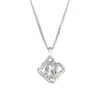 Collar de Capullo de Flor de Lujo Accesible Coreano para Mujer, Fresco Elegante, Estilo Ropa de Trabajo Colgante Cuadrado de Diamante, Collar Exquisito, Regalo para Novia