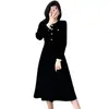 Vestido de terciopelo estilo Hepburn transfronterizo, elegante vestido adelgazante de alta gama exquisito estilo francés, pequeño vestido negro