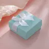 Caja de Joyería con Lazo de Cinta Verde, Caja de Almacenamiento para Pendientes, Anillos, Collares, Caja de Regalo Decorativa, Caja de Papel de Base y Tapa
