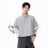 Camisa Polo de Manga Corta para Hombre con Cuello Solapa Patchwork Estilo Americano Diseño Casual para Mujer Ropa de Trabajo Bloques de Color Deconstruida Holgada Camiseta de Verano