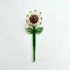 Adorno de flor de vidrio, girasol, 3 flores + jarrón, tamaño mini, adecuado para adornos decorativos y regalos navideños