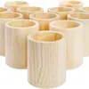 Soporte para bolígrafos de madera de pino de color liso, caja de almacenamiento de madera para escritorio de estudiante, portalápices multifuncional de madera maciza con grabado personalizado