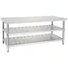 Estante de Verduras de Acero Inoxidable de Cuatro Niveles, Plato Perforado, Estante para Artículos Varios, Estante de Almacenamiento y Organización para Balcón, Estante para Cocina Comercial