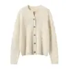 Nuevo cárdigan de cachemir 100% puro para mujer Otoño e Invierno, cuello semiabierto, chaqueta tejida con hilo de oro, suéter holgado y grueso