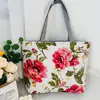 Nova Bolsa de Ombro Estampada, Grande Capacidade, Bolsa Tote Estilo Coreano para Mulheres, Bolsa de Mão com Tecido Floral Artístico para Estudantes, Bolsa de Lona