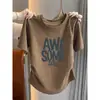 Camiseta de Algodón Puro de Manga Corta para Mujer Verano 2026 con Diseño Único, Moderna y Elegante, con Cintura Plisada y Corte Ajustado