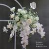 Simulación de boda, serie de árboles de flores, estrellas, bolas de flores, fila de flores, diseño de escenario de boda, escenario en T, camino de plomo, adornos florales de compromiso