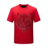 Camiseta Masculina Manga Curta 2026 Novo Estilo Cabeça de Tigre com Strass Verão Masculina Resistente Slim-Fit Top Tamanho Grande Meia-Manga