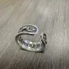 Anillo de Pisón de Diamante con Seis Caracteres de Palabras Verdaderas del Joker Retro para Hombres y Mujeres con Personalidad de Estilo Étnico Joyería Artesanal Antigua de Plata Tailandesa