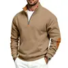 Moletom casual unissex europeu e americano da Amazon, novo para outono e inverno, moda retrô, retalhos, com meio zíper e gola alta