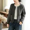 Abrigo suéter de piel de visón impermeable estilo tweed, nueva colección primavera/otoño 2026, cárdigan de punto suelto y suave estilo coreano