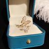 Anillo de Concha Mariposa de Lujo Ligero Dongdaemun Estilo Frío Diseño de Nicho Simple Ins Tendencia Diamante Super Brillante Ajustable para Mujer