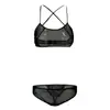 Traje sexy de 2 piezas, malla, cinta, lencería sexy, 1 top de sujetador + 1 tanga