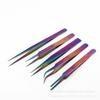 Pinzas de Acero Inoxidable Color Galvanizado Pinzas Coloridas Cabeza Recta Codo Manicura Injerto Pestaña Presionador de Borde Pinzas de Precisión