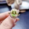 Atacado de Fábrica Popular Conjunto de Peridoto Natural com Cravação em Prata S925 Pedra Principal 8*10 Joias de Luxo Venda Direta da Fábrica