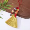 Escoba dorada y pluma dorada colgante de nominación de alto rango para bolso de teléfono móvil DIY llavero accesorio creativo colgante al por mayor