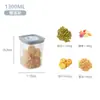 Contenedores Cuadrados Transparentes Sellados para Almacenamiento de Mascotas para Cocina, a Prueba de Humedad, Apilables, Adecuados para Almacenar Granos, Bocadillos y Frutas Secas