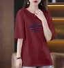 Camiseta de manga curta de marca para mulheres, com excesso de estoque de comércio exterior transfronteiriço, corte solto, modeladora, plus size, top versátil e estiloso