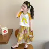 Novo Conjunto de Roupa de Verão para Meninas Crianças Pequenas Estiloso Colete Floral e Shorts Conjunto Fino de Duas Peças Roupas de Bebê Menina