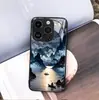 Paisagem Iluminada pela Lua Passeio de Barco Capa de Celular Iphone12Pm Estilo Chinês Cena Noturna Superfície do Lago Montanhas e Rios Capa de Vidro Temperado Apple 17