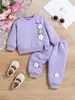 Traje de Moda Otoño e Invierno para Niñas 2025 Nuevo Conjunto de Dos Piezas Deportivo Casual con Flores para Niñas Conjunto de Dos Piezas