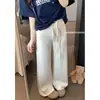 Foto real de los nuevos pantalones de pierna ancha de otoño 2026, estilo coreano, cordón, casual, holgados, simples para mujer 17767