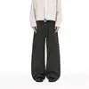 Feng She Roupa Masculina / Calça Casual de Trabalho com Múltiplos Bolsos Estilo Americano Perna Curva para Homens e Mulheres Calças Retrô Largas de Perna Reta Perna Larga Comprimento Total
