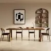 Mesa de Comedor de Madera Maciza, Mesa y Sillas de Comedor Estilo Nórdico, Juego de Mesa y Cuatro Sillas de Madera Maciza, Madera de Fresno Blanco