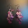 Estilo Retro ArtísticoAlegre Gracioso Brincos de Tarraxa com Flores Pintadas Retro Temperamento Artístico Fashion
