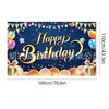 Novos adereços de decoração de aniversário transfronteiriços: Bandeiras decorativas de poliéster 100D, tecido para fundo de aniversário, faixas e dísticos personalizados