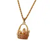 Cesta de Dinero Nicho Entrada Lujo Zircón Collar Cesta Trenzada Estéreo Perla Incrustada Diamante Elegante Exquisito Cadena para Clavícula Cadena Corta