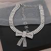 Suprimento transfronteiriço Estilo Socialite Sexy Europeu e Americano Luxo Leve Completo em Diamante Grande Laço Gargantilha Colar de Diamante para Mulheres