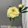 Buquê amarelo multi-cabeça longo ramo rosa peônia hortênsia amarelo claro casamento estrada de casamento fundo de chumbo flor falsa flor de seda