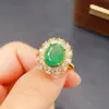 Anillo de Esmeralda Natural Transfronterizo Accesorios para Mujer Nicho Gama Alta Joyería de Plata 925 8*10 Venta Directa de Fábrica de Joyería