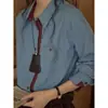 Camisa Vertical Listrada Color Block Retrô Estilo Francês para Mulheres, Nova Versátil de Manga Longa Escovada Primavera 2026