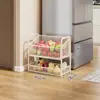 Carrinho Pequeno de Cozinha Prateleira de Armazenamento Doméstica de Chão Móvel Prateleira Multicamadas Cesta de Frutas e Legumes Multifuncional Prateleira de Armazenamento