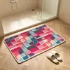 Alfombra de suelo geométrica estilo bohemio para baño del hogar, absorbente de agua y antideslizante, terciopelo de bucle pequeño para dormitorio, terciopelo belga
