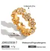 Anel de zircônia europeu e americano Jingqiao design de nicho feminino anel de flor de aço inoxidável 18K joia de aço titânio que não desbota