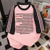Camiseta de Manga Corta con Estampado de Letras de Marca de Moda, Diseño Patchwork con Tres Rayas para Mujer, Top Casual Suelto de Verano Estilo Pareja