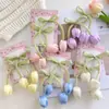 Pinza para el cabello de Tulipán Coreano con Cinta Lazo Dulce para Niña Pinza de Pato Pinza para Bordes del Cabello Roto Pinza para Flequillo Tocado de Flor