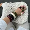 Pulseira Curva de Resina Europeia e Americana Transfronteiriça Estilo Ins Não Desbota, Anel Brilhante de Acrílico Inspirado em Design