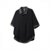 Camisa de manga curta falsa de duas peças estilo retro americano feita de fábrica para homens, jaqueta camisa xadrez patchwork de alta qualidade para o verão estilo old money