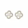 Pendientes de Plata Recubiertos de Oro Real de 14K con Aguja de Plata, Lujo Ligero, Flor de Zirconia y Perla, Pendientes Exquisitos y Elegantes con un Estilo de Nicho
