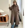 Artículo Caliente Otoño/Invierno Estilo Coreano Gama Alta Longitud Media Estilo Nuevo para Otoño/Invierno Sensación de Gama Alta Elegante Holgado Engrosado Lana Abrigo de Mujer