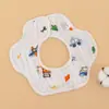 Babadores Impermeáveis Bebê Estilo Coreano Ins, Babadores de Algodão Puro Dupla Face para Bebês, Babadores em Formato de Pétala para Meninas e Meninos