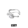 0062 Personalidad de Nicho Estilo Ins Minimalista Gama Alta Elegante Versátil Zircón Rosa Plata de Ley S925 Pinzas para Orejas para Mujer