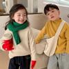 [em estoque outono e inverno novo gola alta meia versão coreana de suéter para meninos e meninas bebê cor sólida estilo estrangeiro suéter versátil para se aquecer